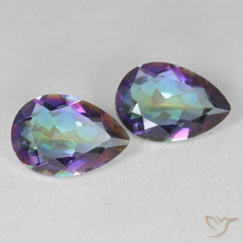 3.26 ctw Multicolor Mystic Quartz Stones, Natural Mystic Quartz in Pear Facet Shape for Sale