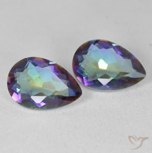 3.33 ctw Multicolor Mystic Quartz Stones, Natural Mystic Quartz in Pear Facet Shape for Sale