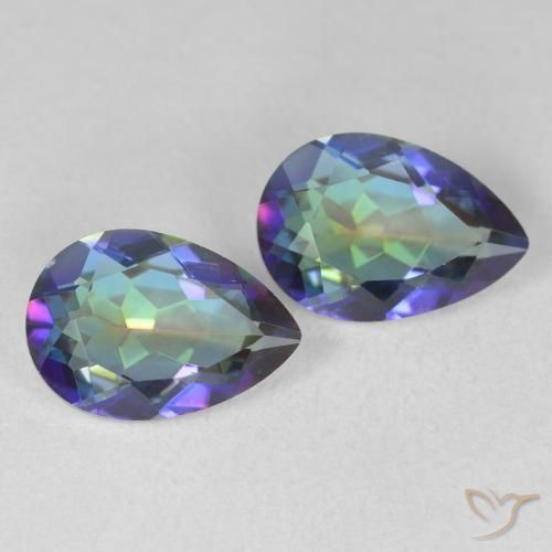 3.37 ctw Multicolor Mystic Quartz Stones, Natural Mystic Quartz in Pear Facet Shape for Sale
