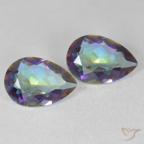 3.24 ctw Multicolor Mystic Quartz Stones, Natural Mystic Quartz in Pear Facet Shape for Sale