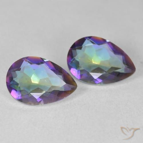 3.42 ctw Multicolor Mystic Quartz Stones, Natural Mystic Quartz in Pear Facet Shape for Sale