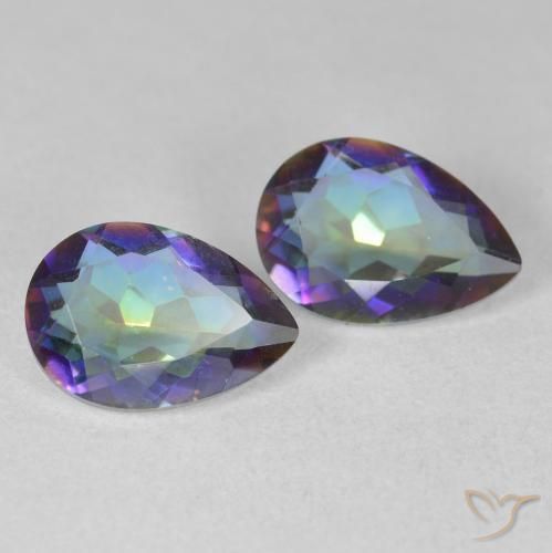 3.37 ctw Multicolor Mystic Quartz Stones, Natural Mystic Quartz in Pear Facet Shape for Sale