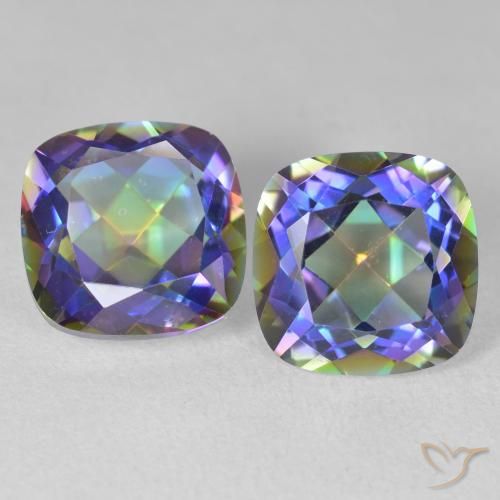 8.57 ctw Multicolor Mystic Quartz Stones, Natural Mystic Quartz in Cushion-Cut Shape for Sale