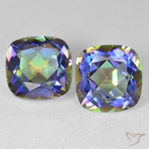 8.49ctw Natural Multicolor Mystic Quartz, Cushion, VVS-VS