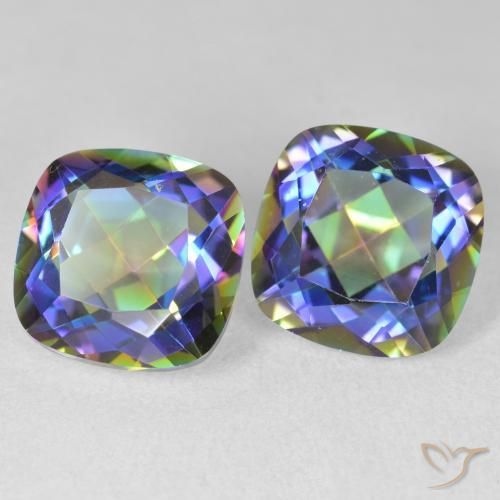8.49 ctw Multicolor Mystic Quartz Stones, Natural Mystic Quartz in Cushion-Cut Shape for Sale