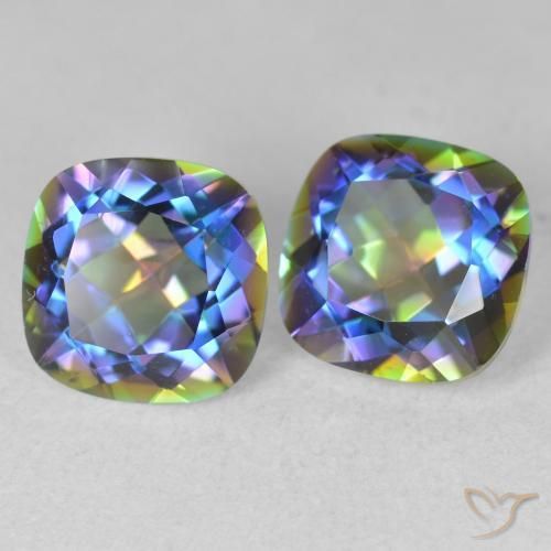 4.16 ctw Multicolor Mystic Quartz Stones, Natural Mystic Quartz in Cushion-Cut Shape for Sale
