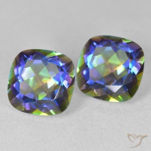 4.04 ctw Multicolor Mystic Quartz Stones, Natural Mystic Quartz in Cushion-Cut Shape for Sale