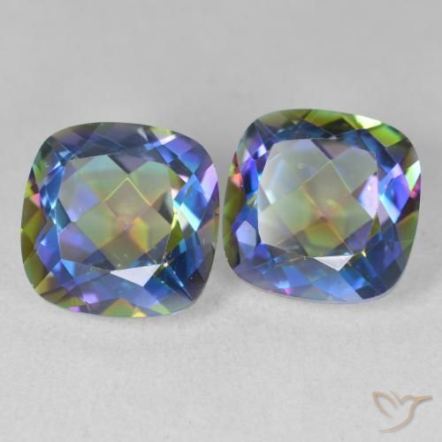 8.26 ctw Multicolor Mystic Quartz Stones, Natural Mystic Quartz in Cushion-Cut Shape for Sale