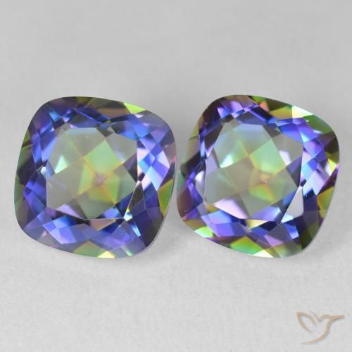 8.47 ctw Multicolor Mystic Quartz Stones, Natural Mystic Quartz in Cushion-Cut Shape for Sale