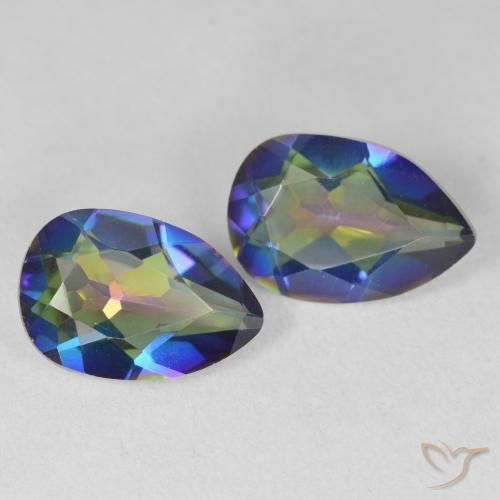 5.29 ctw Multicolor Mystic Quartz Stones, Natural Mystic Quartz in Pear Facet Shape for Sale