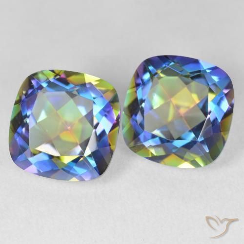 8.37 ctw Multicolor Mystic Quartz Stones, Natural Mystic Quartz in Cushion-Cut Shape for Sale