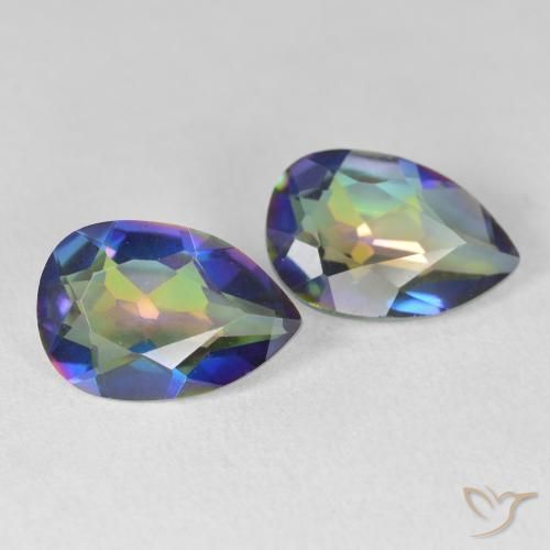 5.04 ctw Multicolor Mystic Quartz Stones, Natural Mystic Quartz in Pear Facet Shape for Sale