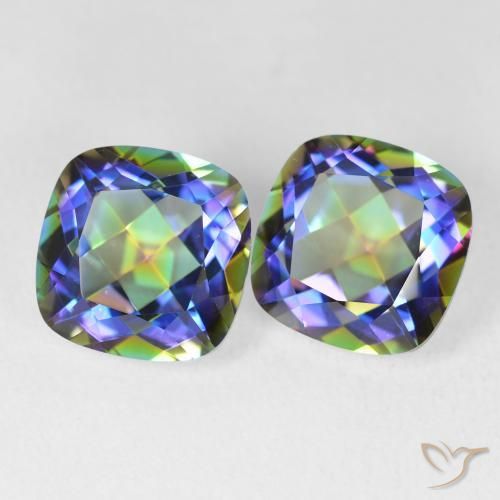 8.31 ctw Multicolor Mystic Quartz Stones, Natural Mystic Quartz in Cushion-Cut Shape for Sale