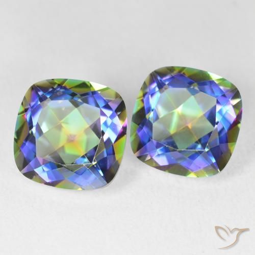 8.45 ctw Multicolor Mystic Quartz Stones, Natural Mystic Quartz in Cushion-Cut Shape for Sale