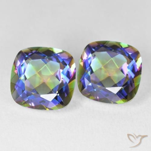 8.40 ctw Multicolor Mystic Quartz Stones, Natural Mystic Quartz in Cushion-Cut Shape for Sale