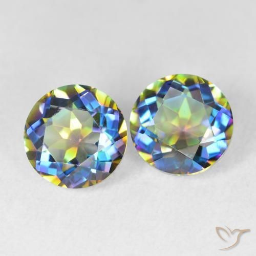 3.84 ctw Multicolor Mystic Quartz Stones, Natural Mystic Quartz in Round Facet Shape for Sale