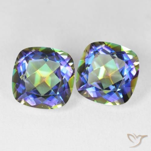 8.51 ctw Multicolor Mystic Quartz Stones, Natural Mystic Quartz in Cushion-Cut Shape for Sale