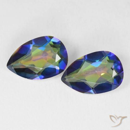 5.00 ctw Multicolor Mystic Quartz Stones, Natural Mystic Quartz in Pear Facet Shape for Sale
