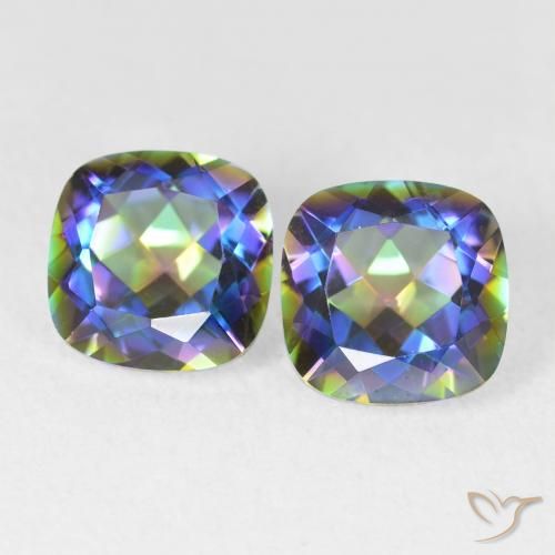 4.05 ctw Multicolor Mystic Quartz Gemstones, Mystic Quartz Gems in Cushion-Cut Shape for Sale.