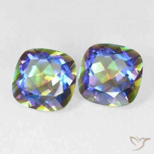 4.05 ctw Multicolor Mystic Quartz Stones, Natural Mystic Quartz in Cushion-Cut Shape for Sale