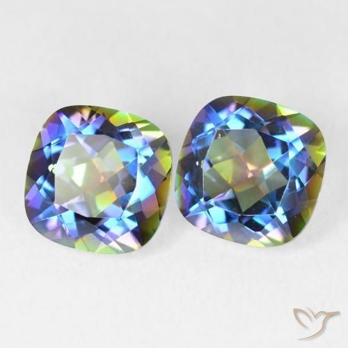 4.21 ctw Multicolor Mystic Quartz Stones, Natural Mystic Quartz in Cushion-Cut Shape for Sale