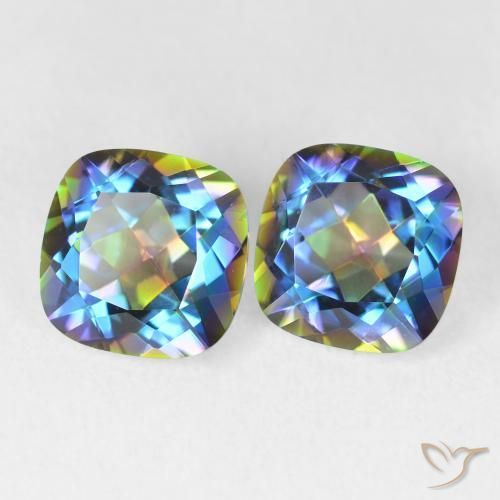 4.20 ctw Multicolor Mystic Quartz Stones, Natural Mystic Quartz in Cushion-Cut Shape for Sale