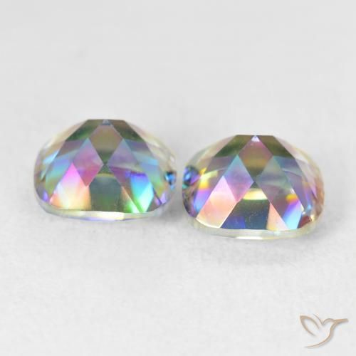 Mystic Quartz Gemstones in 8 x 8 mm (calibrated) Size for Sale, Mystic Quartz Stones in Multicolor Color