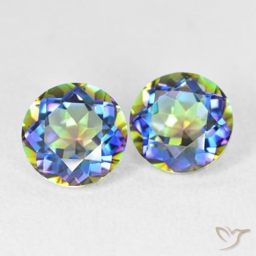 3.99 ctw Multicolor Mystic Quartz Stones, Natural Mystic Quartz in Round Facet Shape for Sale
