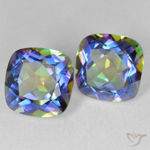 8.30 ctw Multicolor Mystic Quartz Stones, Natural Mystic Quartz in Cushion-Cut Shape for Sale