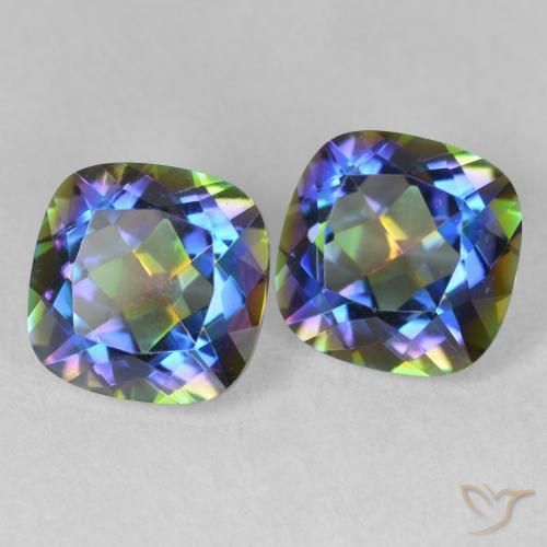 4.15 ctw Multicolor Mystic Quartz Stones, Natural Mystic Quartz in Cushion-Cut Shape for Sale