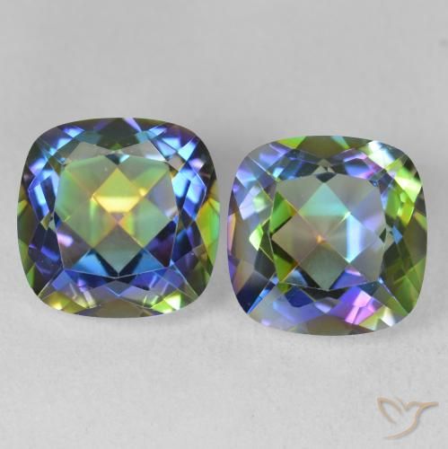8.53ctw Natural Multicolor Mystic Quartz, Cushion, VVS