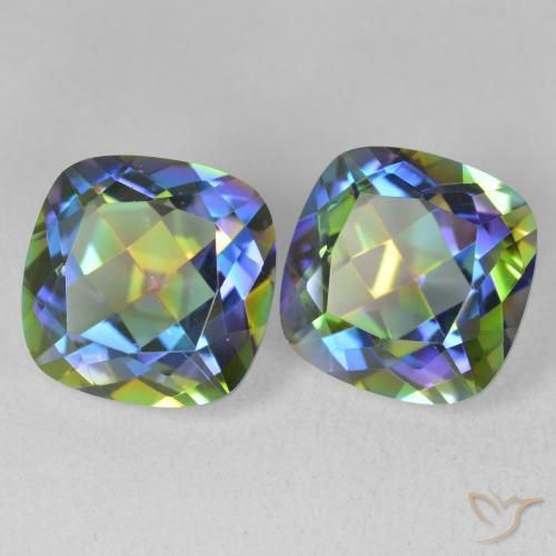 8.53 ctw Multicolor Mystic Quartz Stones, Natural Mystic Quartz in Cushion-Cut Shape for Sale