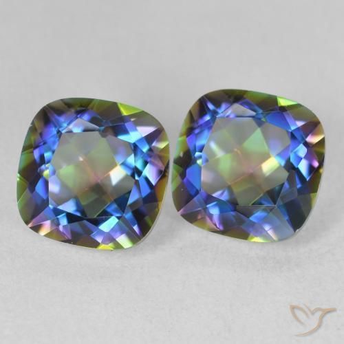 4.13 ctw Multicolor Mystic Quartz Stones, Natural Mystic Quartz in Cushion-Cut Shape for Sale