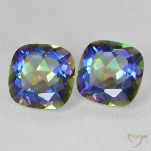 4.03 ctw Multicolor Mystic Quartz Stones, Natural Mystic Quartz in Cushion-Cut Shape for Sale