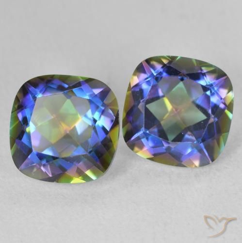 4.15 ctw Multicolor Mystic Quartz Stones, Natural Mystic Quartz in Cushion-Cut Shape for Sale