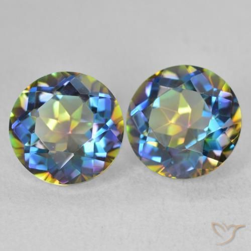 3.88 ctw Multicolor Mystic Quartz Stones, Natural Mystic Quartz in Round Facet Shape for Sale