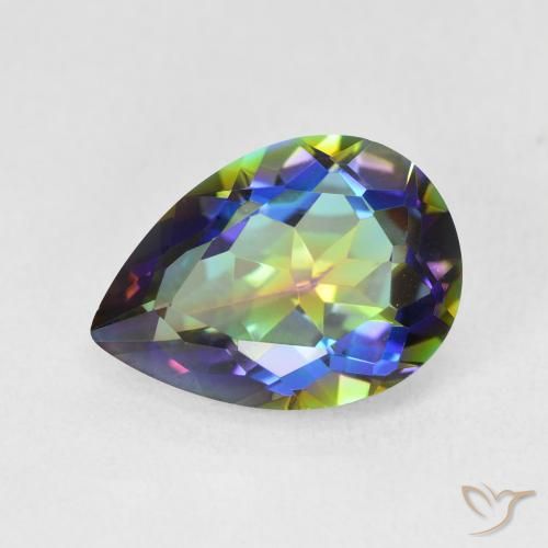 4.82ct Natural Multicolor Mystic Quartz, Pear Shape, VVS-VS