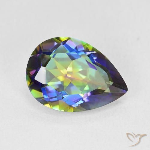 4.82 ct Multicolor Mystic Quartz Stone, Natural Mystic Quartz in Pear Facet Shape for Sale