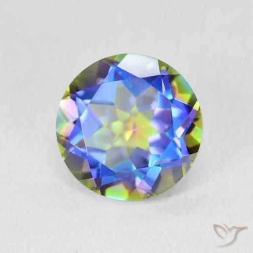 3.67 ct Multicolor Mystic Quartz Stone, Natural Mystic Quartz in Round Facet Shape for Sale