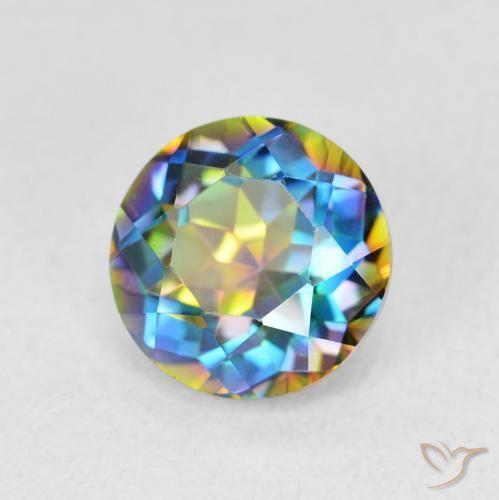 1.99 ct Multicolor Mystic Quartz Stone, Natural Mystic Quartz in Round Facet Shape for Sale