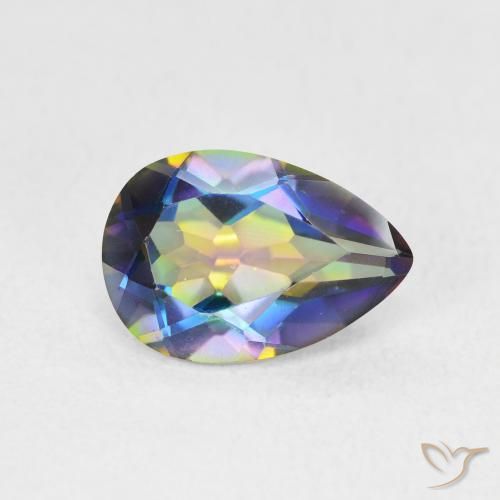 1.82 ct Multicolor Mystic Quartz Stone, Natural Mystic Quartz in Pear Facet Shape for Sale
