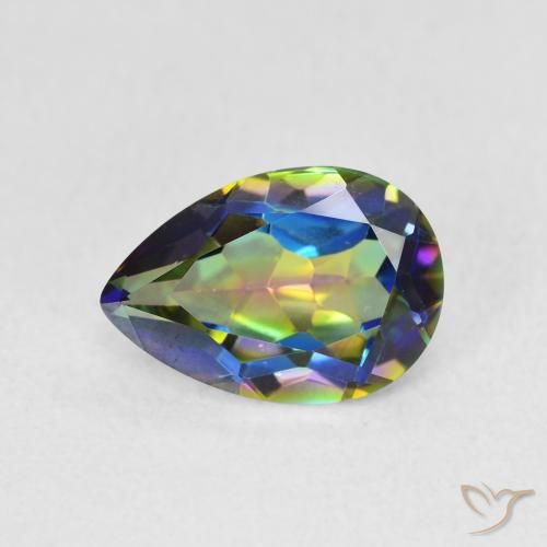 1.89ct Natural Multicolor Mystic Quartz, Pear Shape, VVS