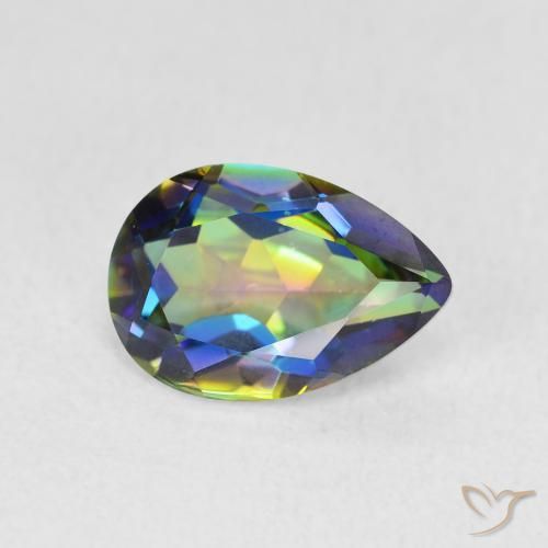 1.89 ct Multicolor Mystic Quartz Stone, Natural Mystic Quartz in Pear Facet Shape for Sale