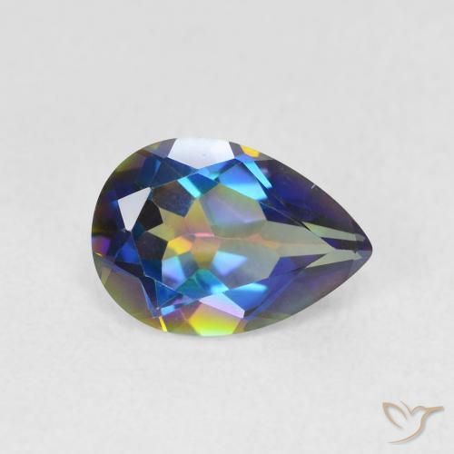 1.75 ct Multicolor Mystic Quartz Stone, Natural Mystic Quartz in Pear Facet Shape for Sale