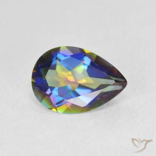 1.78 ct Multicolor Mystic Quartz Stone, Natural Mystic Quartz in Pear Facet Shape for Sale