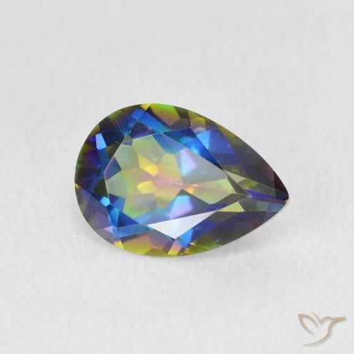 1.84 ct Multicolor Mystic Quartz Stone, Natural Mystic Quartz in Pear Facet Shape for Sale