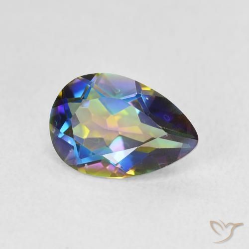 1.74 ct Multicolor Mystic Quartz Stone, Natural Mystic Quartz in Pear Facet Shape for Sale