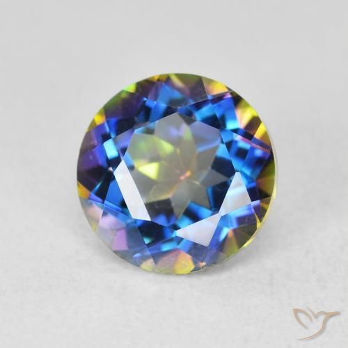 2.00 ct Multicolor Mystic Quartz Stone, Natural Mystic Quartz in Round Facet Shape for Sale