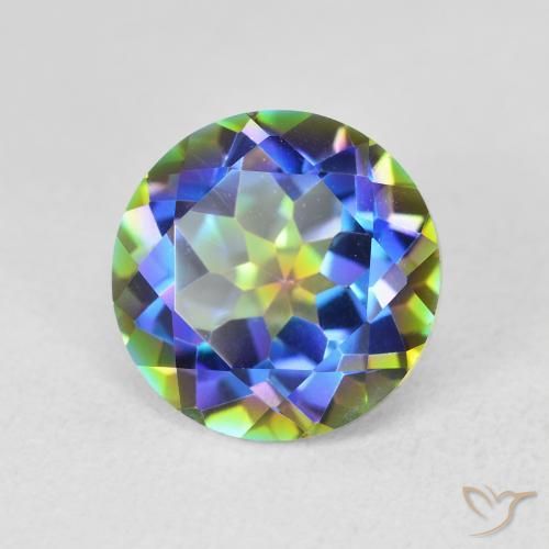 3.47 ct Multicolor Mystic Quartz Stone, Natural Mystic Quartz in Round Facet Shape for Sale