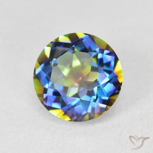 2.08 ct Multicolor Mystic Quartz Stone, Natural Mystic Quartz in Round Facet Shape for Sale